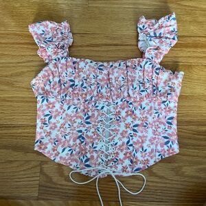 Princess Polly Pink and White Corset Top